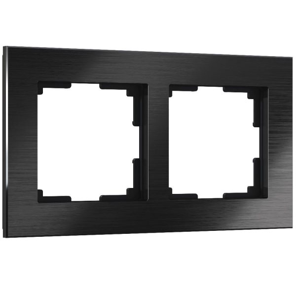 Рамка из металла Werkel Aluminium на 2 поста Черный алюминий W0021708