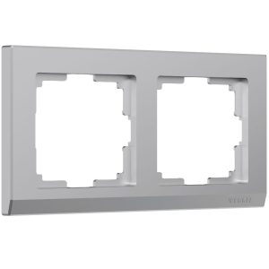 Рамка из поликарбоната Werkel Stark на 2 поста Серебряный W0021806