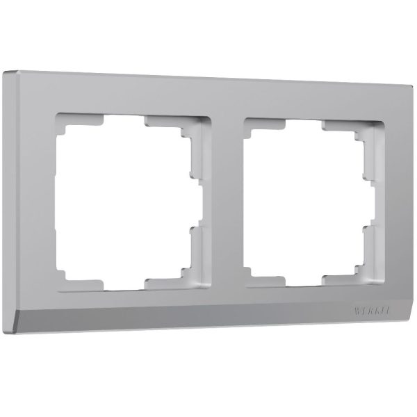 Рамка из поликарбоната Werkel Stark на 2 поста Серебряный W0021806