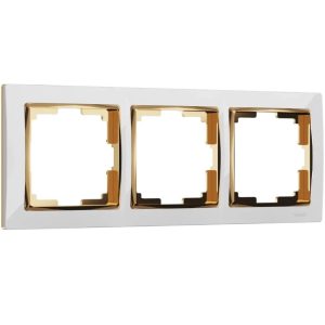 Рамка из поликарбоната Werkel Snabb на 3 поста Белый / Золото W0031933