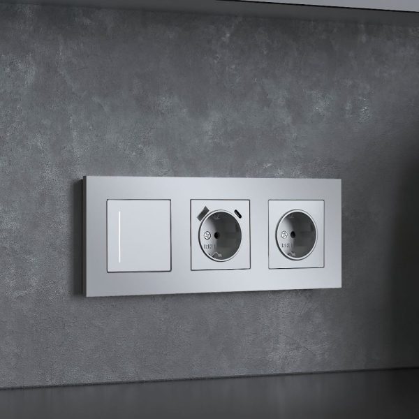 Рамка из поликарбоната Werkel Slab на 3 поста Серебро W0032965 — изображение 2