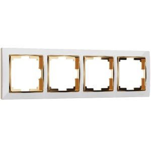 Рамка из поликарбоната Werkel Snabb на 4 поста Белый / Золото W0041933