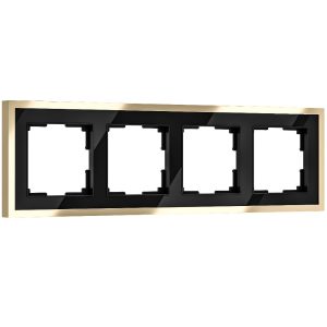 Рамка акриловая Werkel Baguette на 4 поста Черный / Латунь W0042852