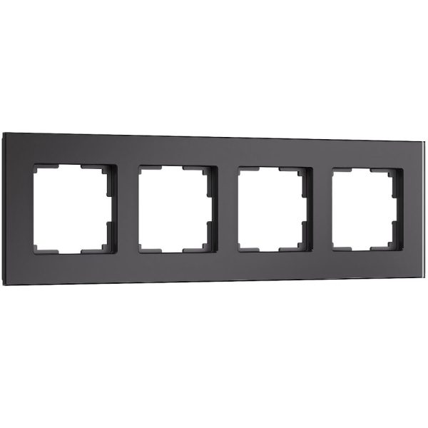Рамка стеклянная Werkel Senso на 4 поста soft-touch Черный W0043108