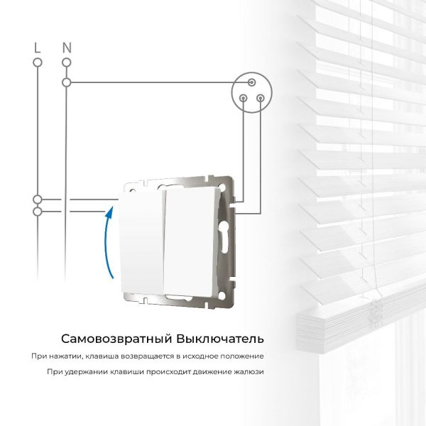 Выключатель двухклавишный встраиваемый с самовозвратом Werkel Белый W1122401 — изображение 4