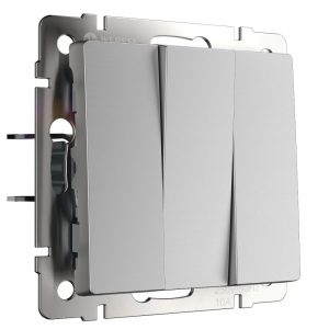 Выключатель трехклавишный встраиваемый Werkel Cеребряный W1130006