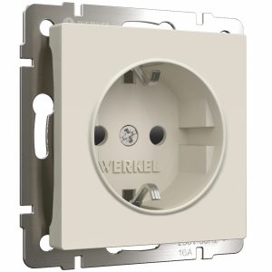 Розетка встраиваемая Werkel с заземлением и шторками Айвори матовый W1171162