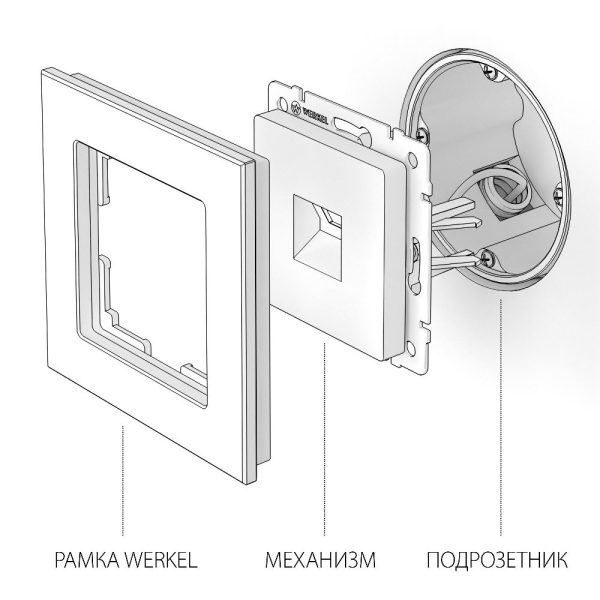 Розетка встраиваемая телефонная Werkel RJ-11 Слоновая кость W1182003 — изображение 4