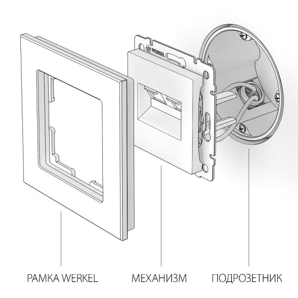 Розетка встраиваемая двойная Ethernet Werkel RJ-45 Черный матовый W1182208 — изображение 4
