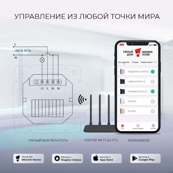 Выключатель одноклавишный встраиваемый сенсорный Werkel с Wifi Cеребряный W4510606 — изображение 5