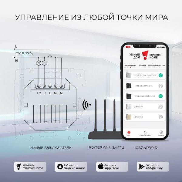 Выключатель двухклавишный встраиваемый сенсорный Werkel с Wifi Шампань W4520611 — изображение 4