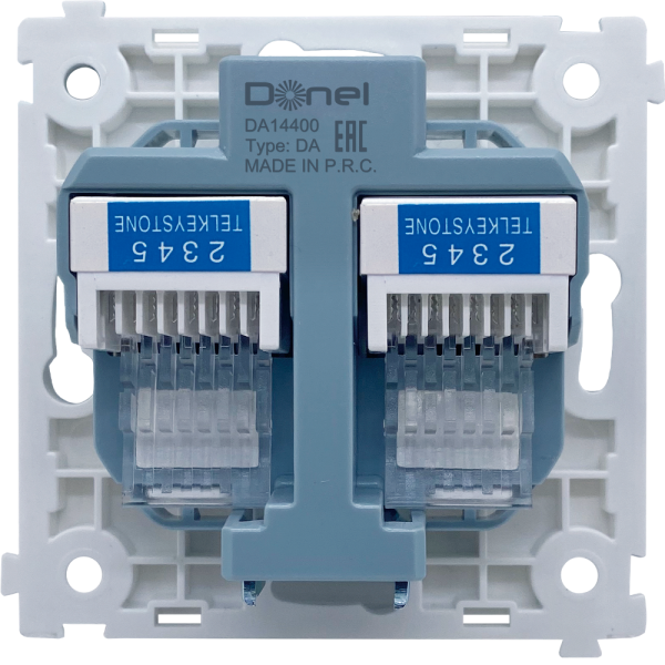 Розетка встраиваемая телефонная двойная Donel R98 Metal RJ11 + RJ11 Благородная сталь DA14400-DA869ES — изображение 4