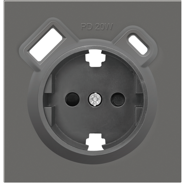 Розетка встраиваемая Donel R98 с заземлением и шторками + зарядка USB A+C 20W Шоколад матовый DA15500-DA22242 — изображение 2