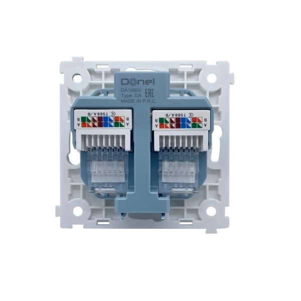 Розетка встраиваемая двойная Ethernet Donel R98 RJ45 2-я Cat.6/ClassE-8/8 Кашемир матовый DA16600-DA86935 — изображение 4