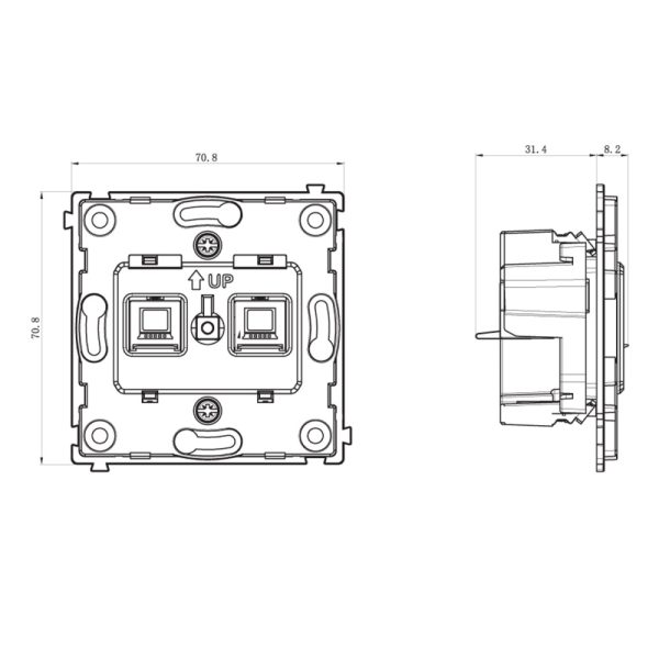 Розетка встраиваемая двойная Ethernet Donel R98 RJ45 2-я Cat.6/ClassE-8/8 Кашемир матовый DA16600-DA86935 — изображение 6