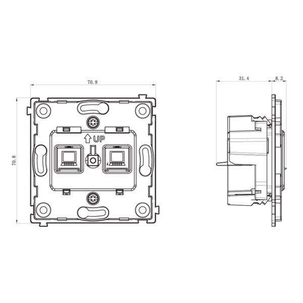 Розетка встраиваемая двойная Ethernet Donel R98 Metal RJ45 (cat.6/ClassE-8) Латунь DA16600-DA869ME — изображение 7