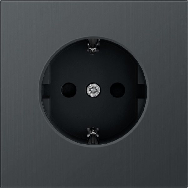 Розетка встраиваемая Donel R98 Metal Schuko с заземлением и шторками на клеммах Вороненая сталь DA19900-DA220GS — изображение 2