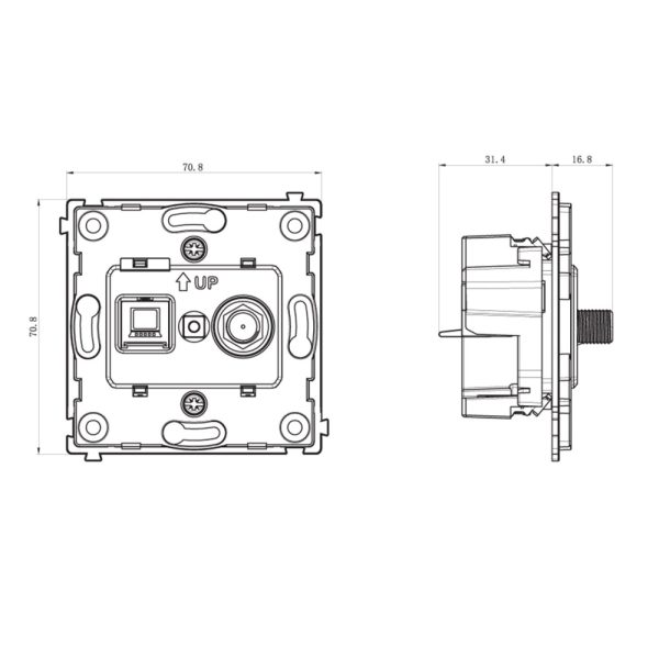 Розетка встраиваемая комбинированная Donel R98 Metal RJ45 + SAT Никель DA30600-DA889NB — изображение 7
