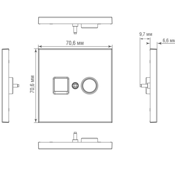 Розетка встраиваемая комбинированная Donel R98 Metal RJ45 + SAT Никель DA30600-DA889NB — изображение 6