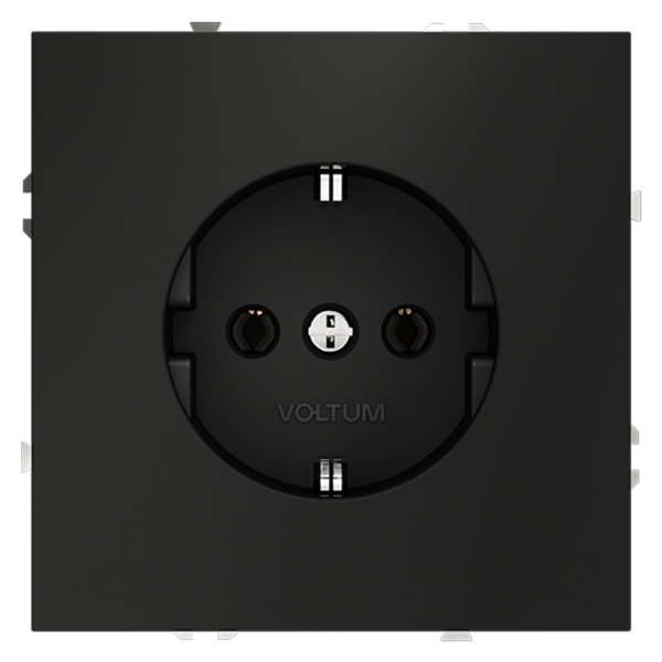 Розетка встраиваемая Voltum S70 с заземлением Soft touch Черный матовый VLS040108
