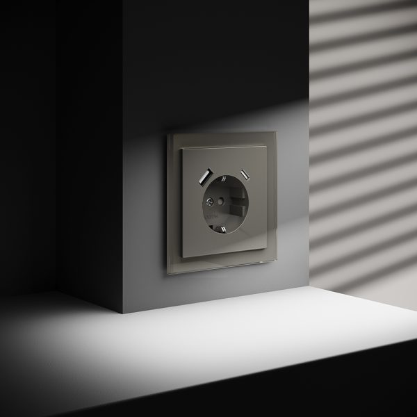 Розетка встраиваемая Voltum S70 с заземлением, шторками и USB A+C Шелк VLS040504 — изображение 4