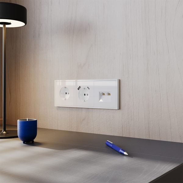 Розетка встраиваемая двойная Ethernet Voltum S70 RJ45+RJ45 Cat.6 Белый Глянцевый VLS060201 — изображение 5