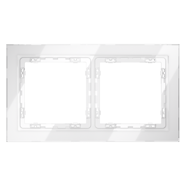 Рамка стеклянная Voltum S70 на 2 поста Белый глянцевый VLS110201