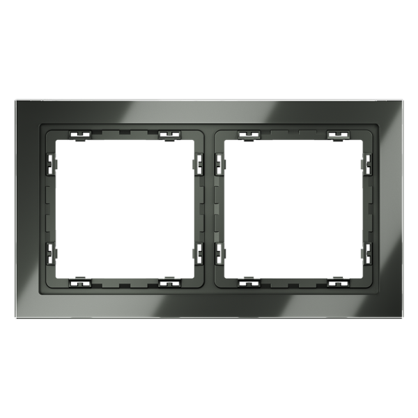 Рамка стеклянная Voltum S70 на 2 поста Титан глянцевый VLS110206
