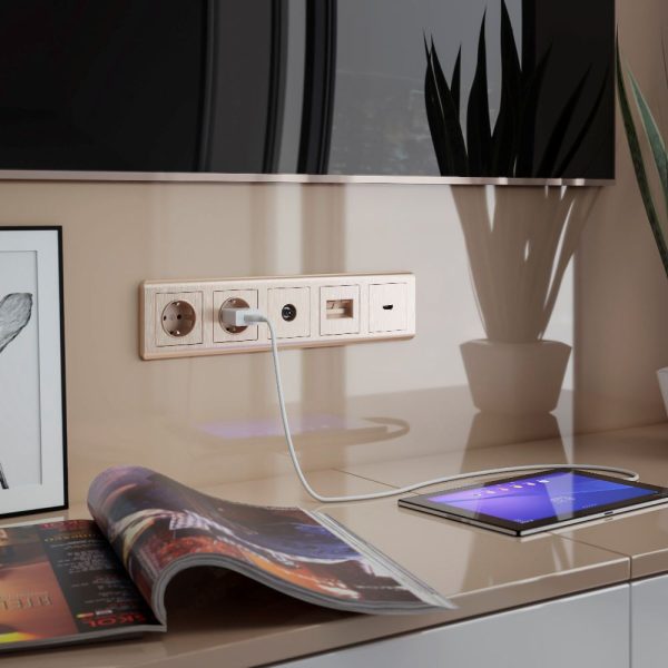Накладка для двойной розетки Еthernet Werkel RJ-45 Шампань рифленый W1191110 — изображение 2