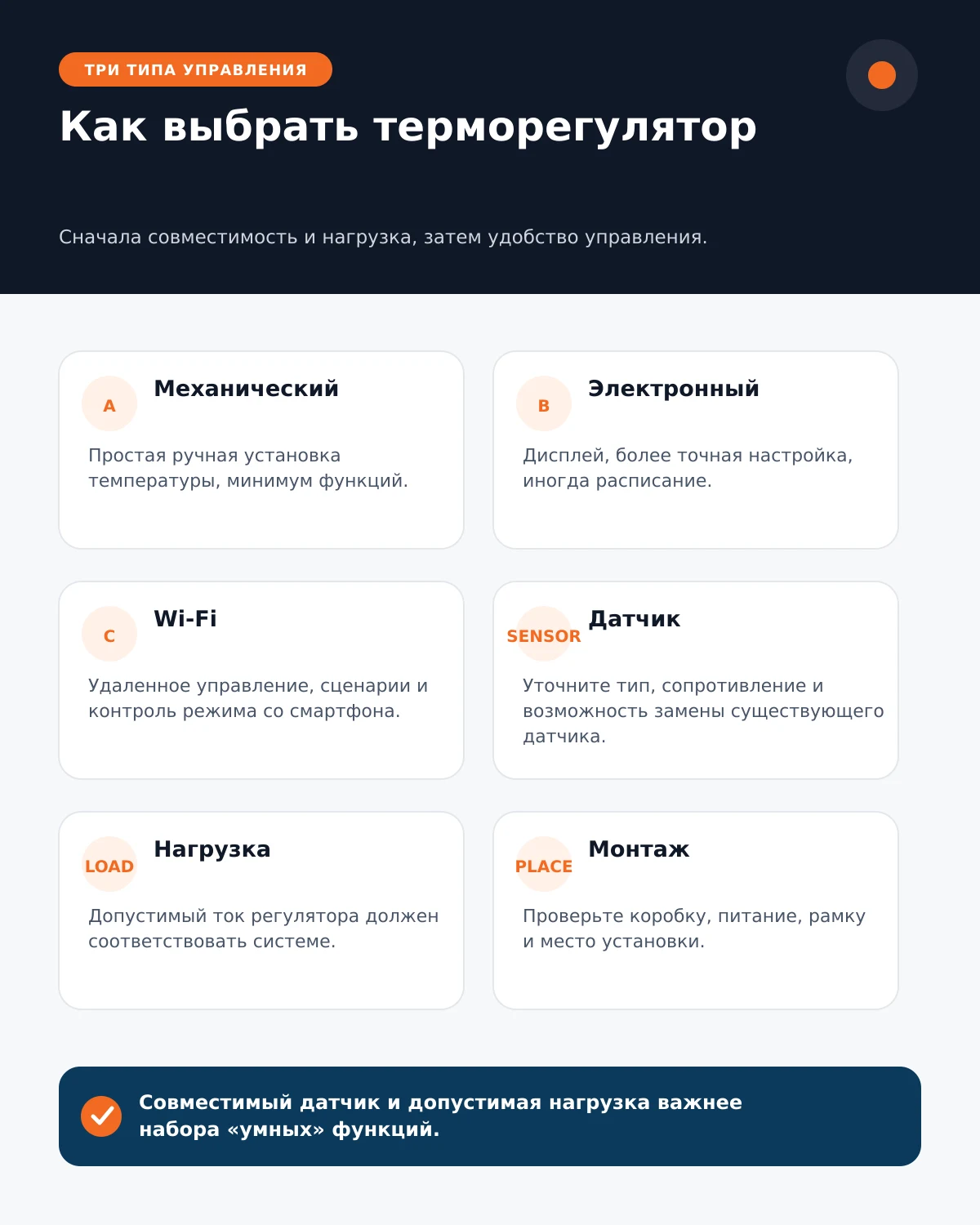 Три типа терморегуляторов и параметры выбора